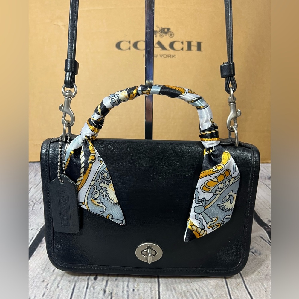 Vintage Coach 9924 Casino Bag BLACK Leather & Rare SILVER Hardware NICE COND!